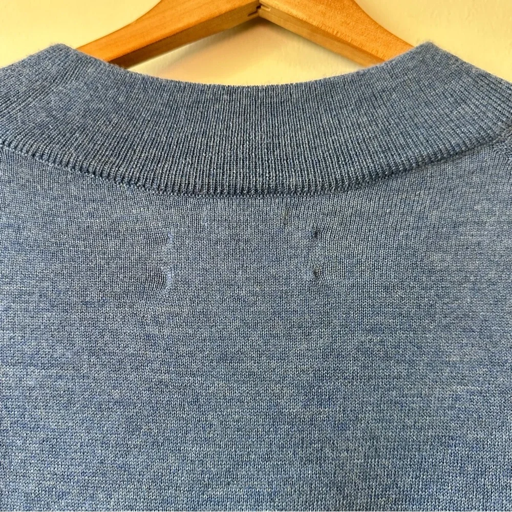 Men's Wool Blend Dusty Blue Half-Zip Sweater